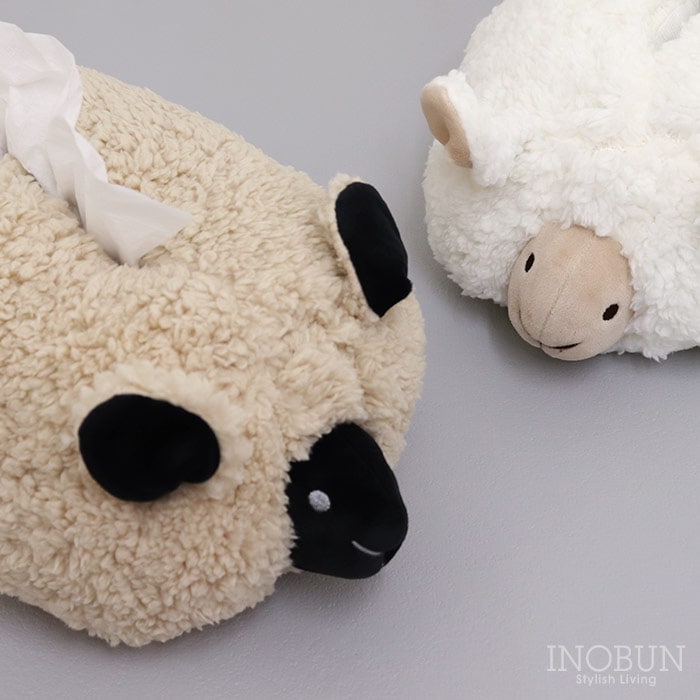 ティッシュボックスカバー fluffy sheep13 アイボリー INOBUN