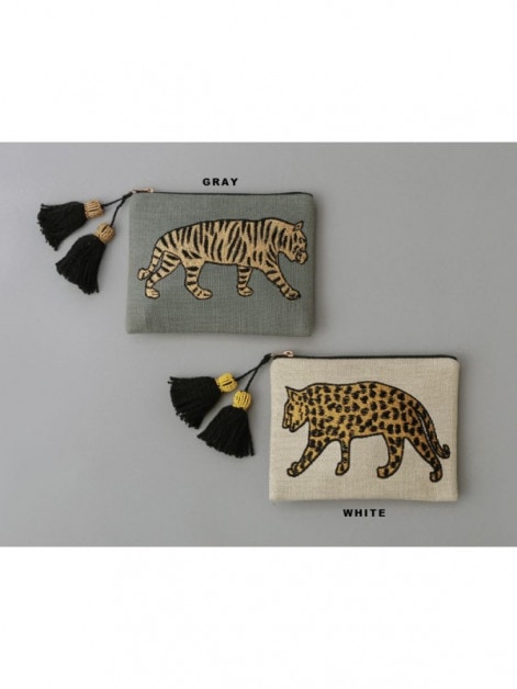 レオパード刺繍ポーチ Lサイズ※画像下｜KANKAN ONLINE SHOP【公式】