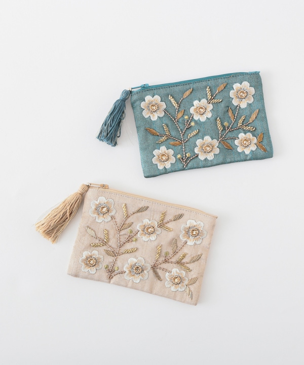 花柄ビーズ刺繍ポーチ エコバッグ付 | tilia