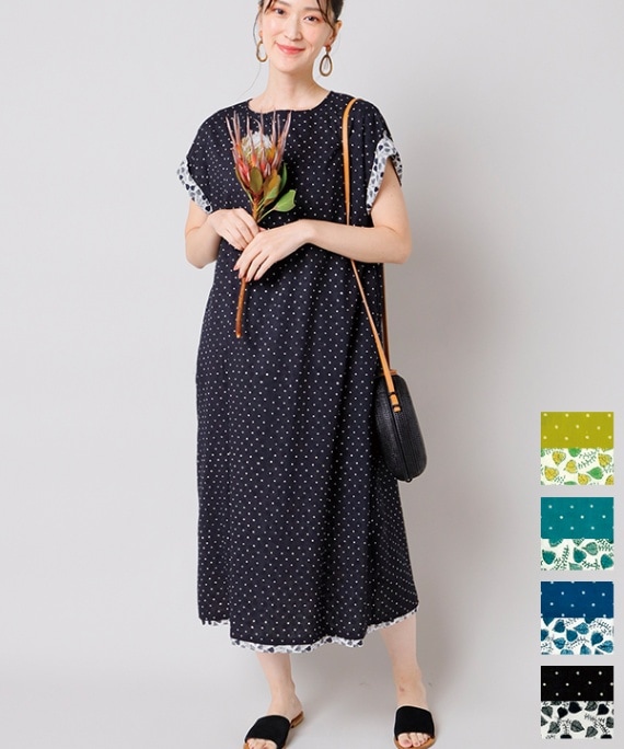 40%OFF】リーフ＆ドットプリントリバーシブルワンピース｜KANKAN