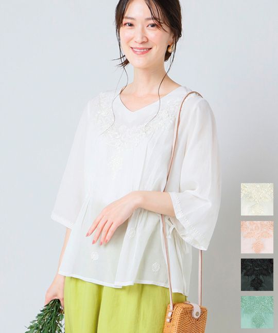 30%OFF】フラワーラクノウ刺繍コットンブラウス｜KANKAN ONLINE SHOP