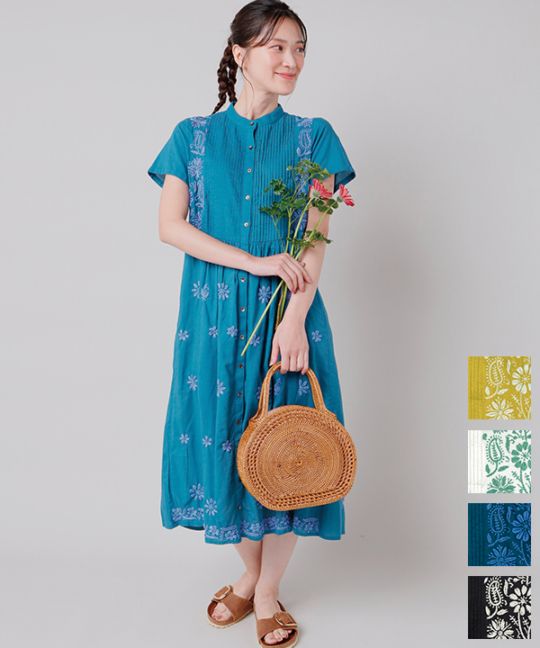 ラクノウ刺繍コットンシャツワンピース｜KANKAN ONLINE SHOP【公式】
