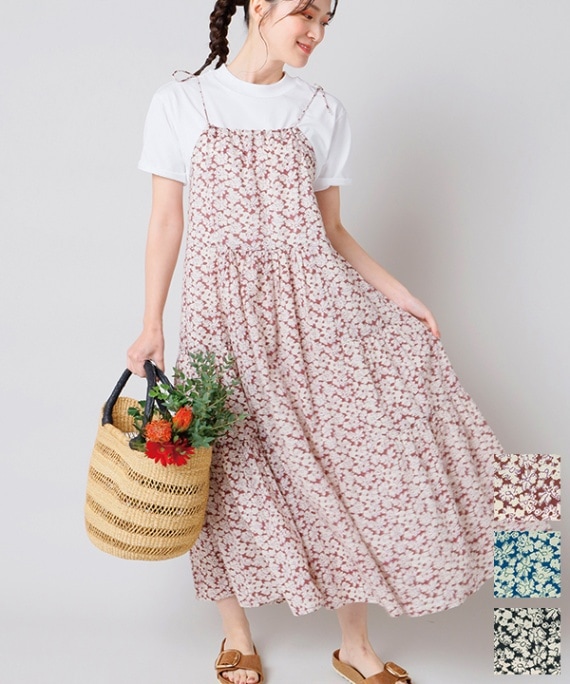30%OFF】ボタニカルフラワープリントコットンワンピース｜KANKAN