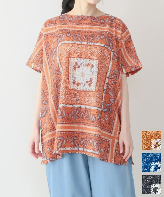 30%OFF】ペイズリーバンダナプリントコットンチュニック｜KANKAN