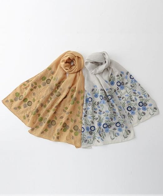 ウール100％ 花柄刺繍ショール｜KANKAN ONLINE SHOP【公式】