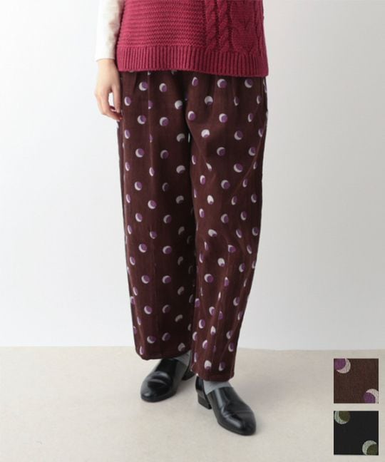 50％OFF】ドットプリントコットンコーデュロイコクーンパンツ｜KANKAN