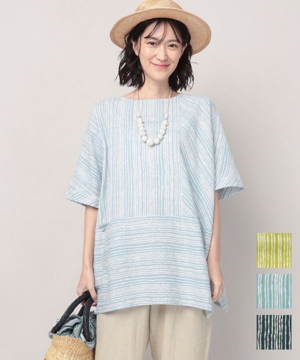 ゆれるストライププリントコットンチュニック｜KANKAN ONLINE SHOP【公式】