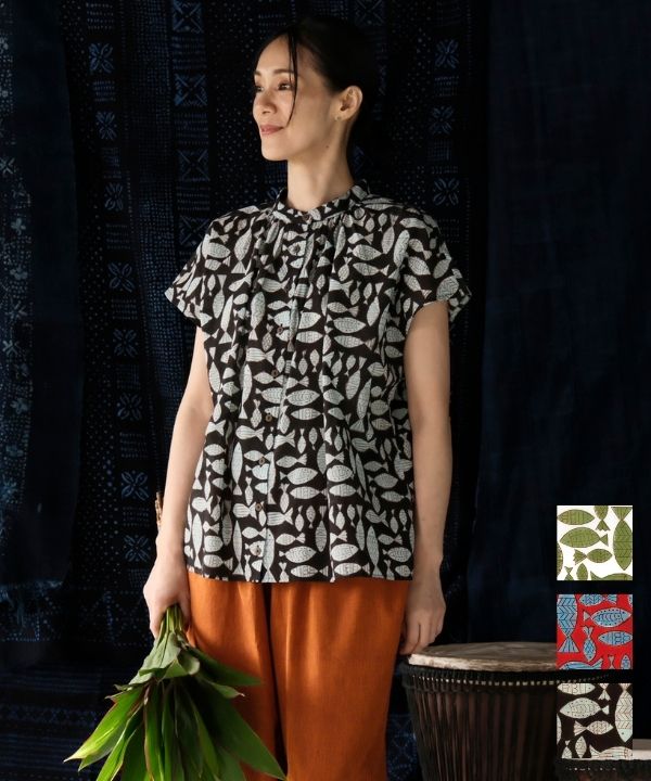 ※YUさん専用　新品タグ付き　ＣＡＢａＮ　シルクボタニカルプリントシャツ caban（キャバン）の「□シルク ボタニカルプリントレギュラーカラー