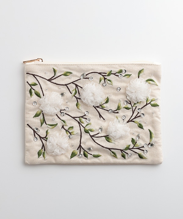 リボンフラワー刺繍ポーチL｜KANKAN ONLINE SHOP【公式】