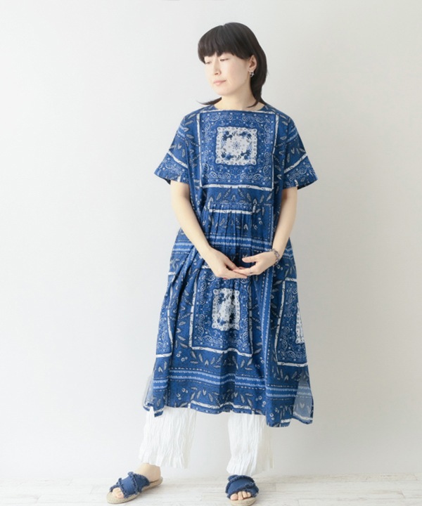 ペイズリーバンダナプリントコットンワンピース｜KANKAN ONLINE SHOP