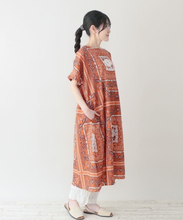 フランス発 Sandro 春夏おすすめ バンダナプリント ワンピース ペイズリーバンダナプリントコットンワンピース|KANKAN ONLINE