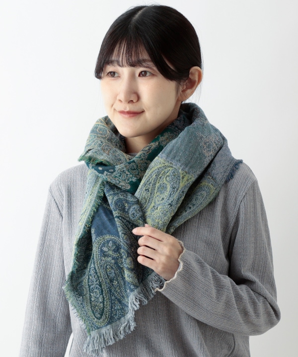 ペイズリーブロック柄ジャガードショール｜KANKAN ONLINE SHOP【公式】