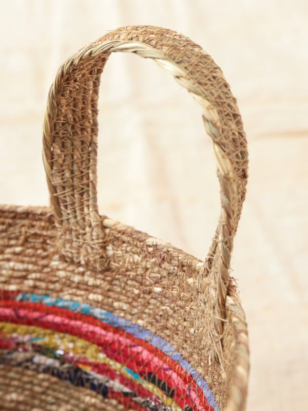 30％OFF】ハンドル付き裂き織りバスケット（アソート）｜KANKAN