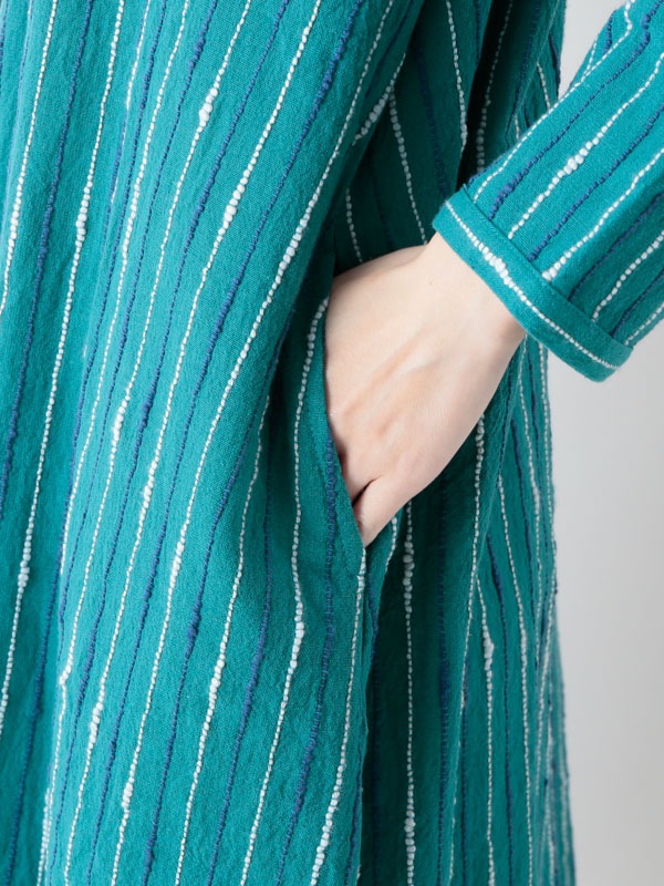 50％OFF】スラブロープ刺し子風ドビーコットン シャツワンピース（3