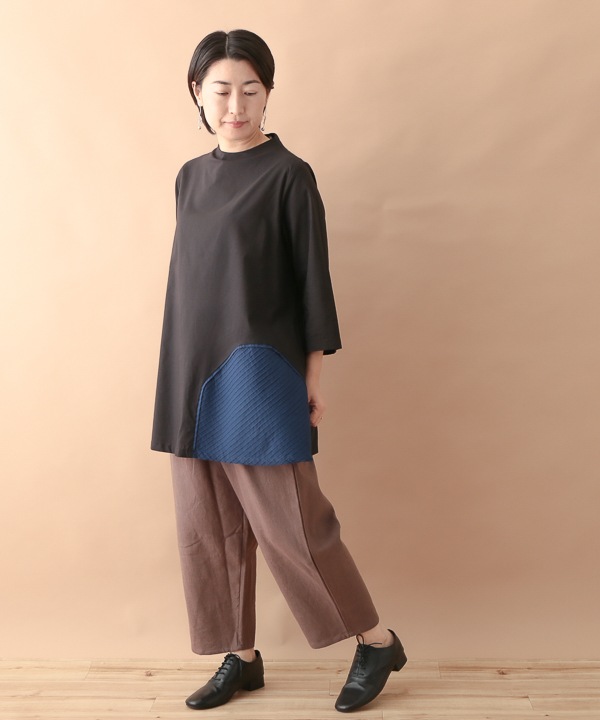 40％OFF】バイアスピンタック・バイカラーパッチ ボトルネック