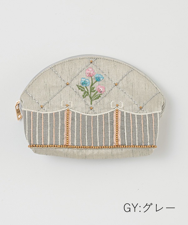 アンティークフラワー刺繍アーチポーチ｜KANKAN ONLINE SHOP【公式】