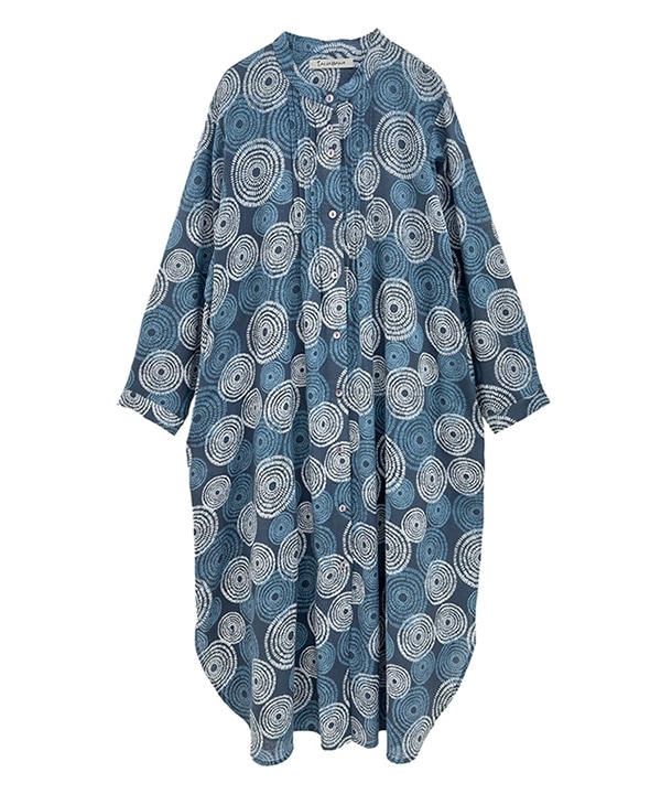セザンヌ オーガニックコットン パッチワークプリント ワンピ オーガニックコットンUchiage-hanabi dotプリントシャツ
