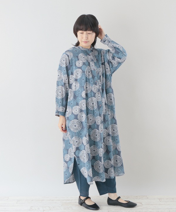 オーガニックコットンUchiage-hanabi dotプリントシャツ