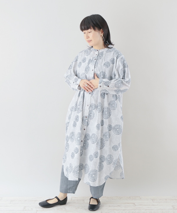 オーガニックコットンUchiage-hanabi dotプリントシャツ