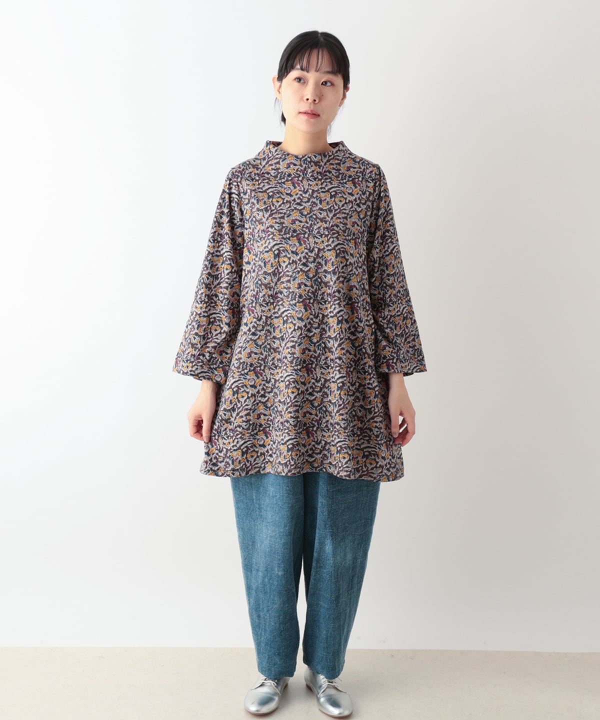 40％OFF】カラムカリ・プリントジャージオフボトルネック・チュニック