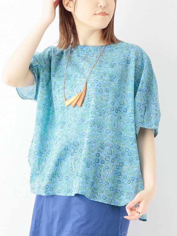 20％OFF】イエロー1点限り/カラフルブロックプリントコットン