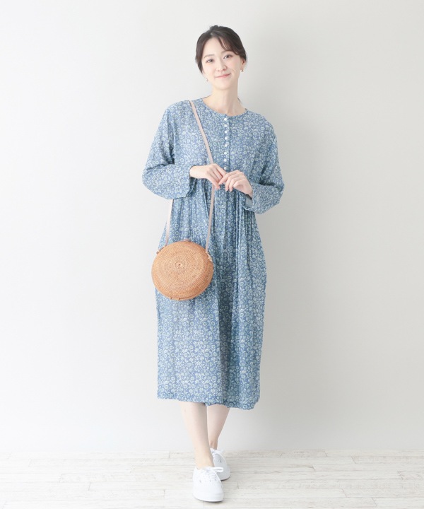 再入荷/ブルー、イエロー各1点限り】フローラルプリントダブル