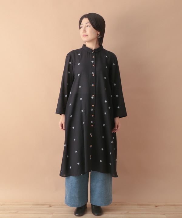 30％OFF】綿麻星降る刺繍 シャツワンピース｜KANKAN ONLINE SHOP【公式】