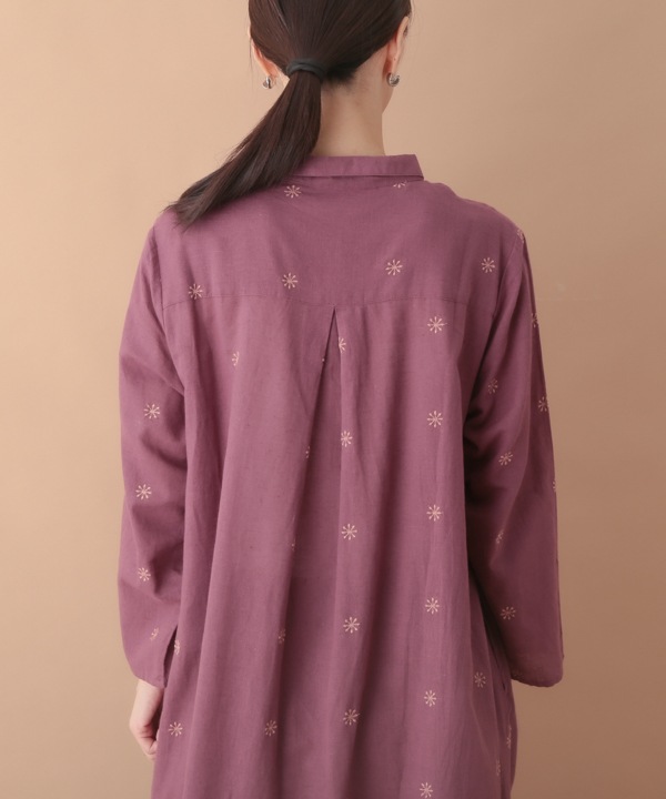 綿麻星降る刺繍 シャツワンピース｜KANKAN ONLINE SHOP【公式】