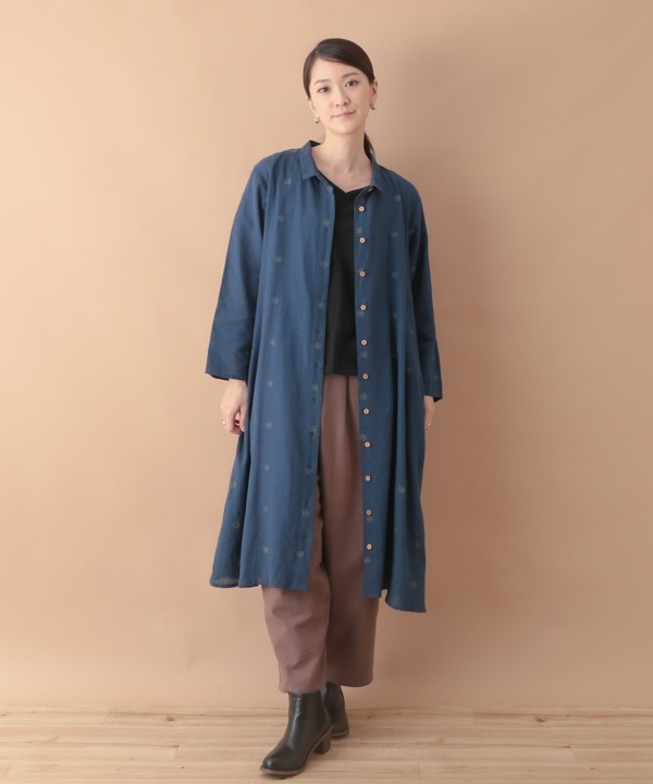 30％OFF】綿麻星降る刺繍 シャツワンピース｜KANKAN ONLINE SHOP【公式】