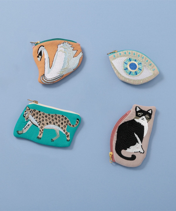 刺繍ポーチ ：レオパード｜KANKAN ONLINE SHOP【公式】