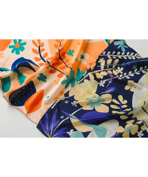 花と鳥プリントシルクスカーフ｜KANKAN ONLINE SHOP【公式】