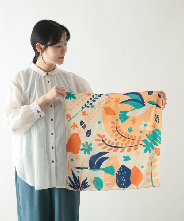 花と鳥プリントシルクスカーフ｜KANKAN ONLINE SHOP【公式】