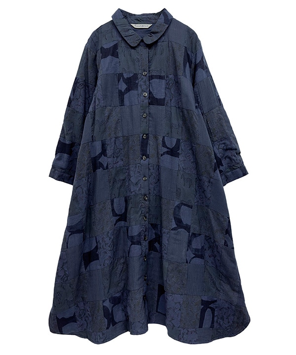 継いでつなげる、パッチワークシャツワンピース｜KANKAN ONLINE SHOP