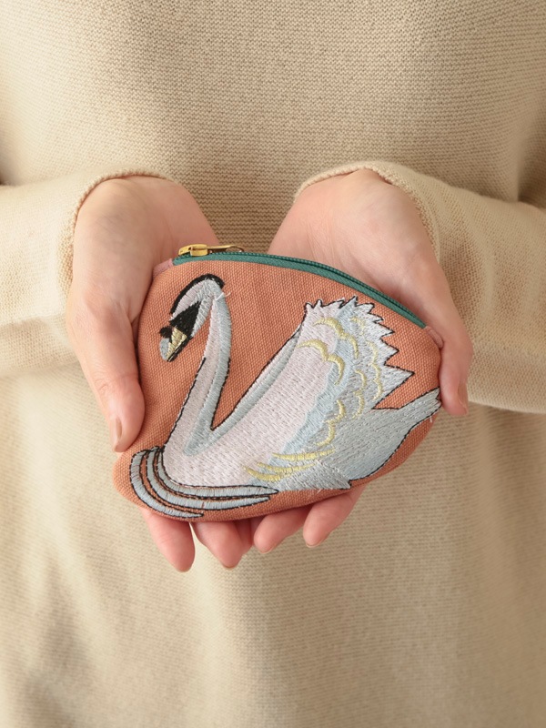 刺繍ポーチ ：スワン｜KANKAN ONLINE SHOP【公式】