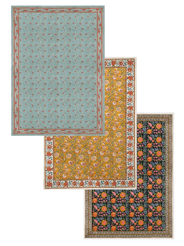 ブロックプリントキルト インドの布団 ソファーカバー ベッドカバー 夏