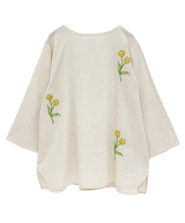 希少　Heriter　エリテ　ブラウス　花柄　刺繍　リネン　コットン　日本製 お花刺繍コットンリネンブラウス｜KANKAN ONLINE SHOP【公式】