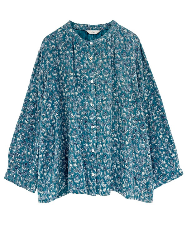 ◯二点セット専用◯新品コットンハウスアヤさんのボタニカルプリントブラウス ハネカ コットンシルク・ボタニカルプリントブラウス | ライト