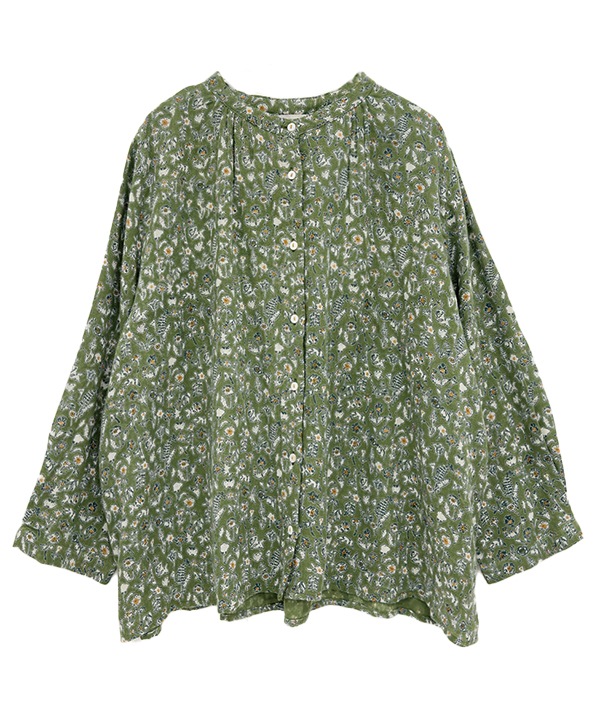 30％OFF】ボタニカルプリントコットンダブルガーゼブラウス｜KANKAN