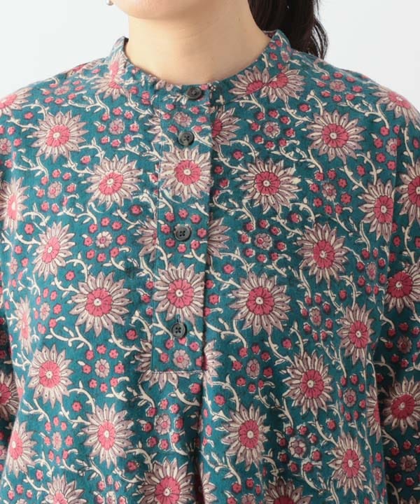 30％OFF】コーデュロイとお花ブロックプリント起毛コットンプリント