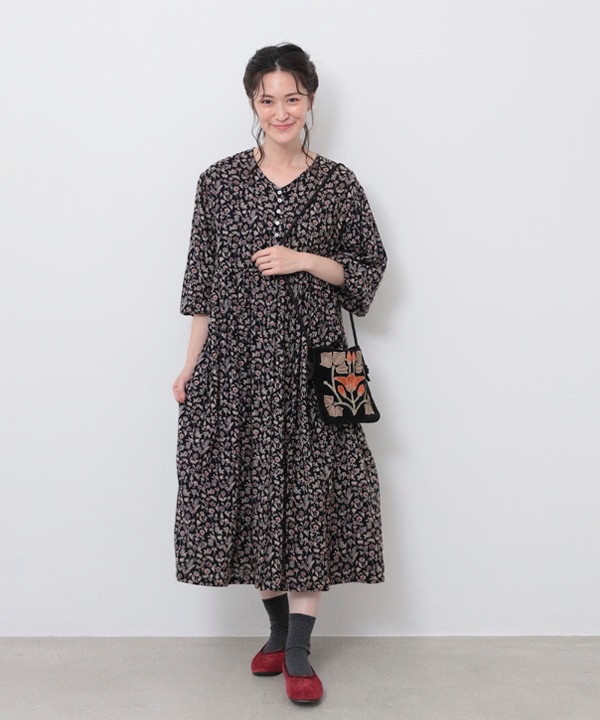 ワンピース kan Kana ドレス シック フラワー刺繍 パーティー 結婚式 お呼ばれ