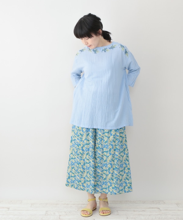 ミモザ刺繍コットンリネンチュニック｜KANKAN ONLINE SHOP【公式】