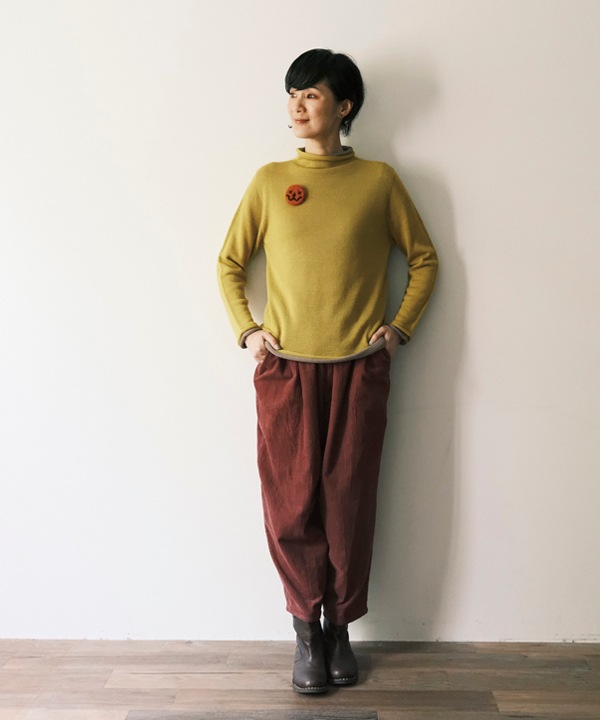 20％OFF】ホールガーメント ロールボトルネック ニット2枚重ね・ボトル