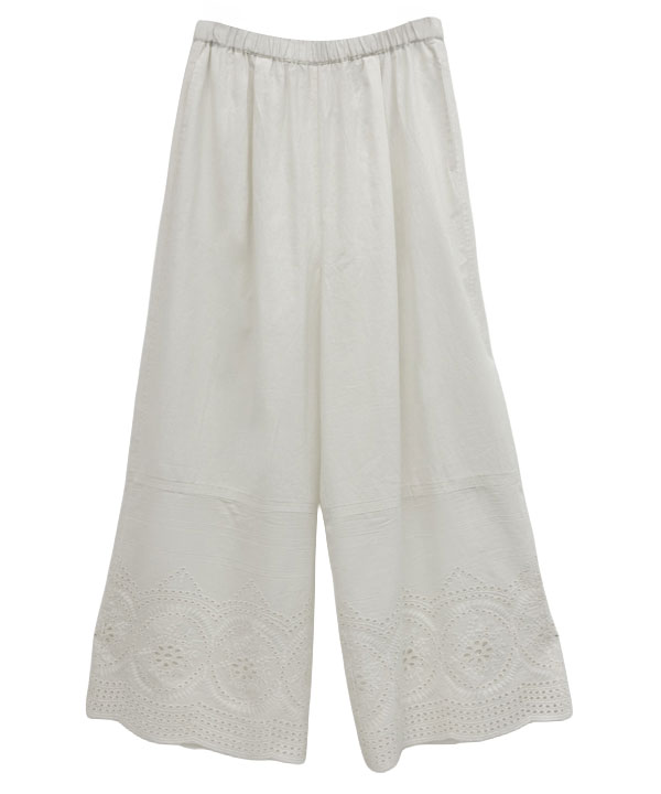 縁がかわいい刺繍コットンパンツ｜KANKAN ONLINE SHOP【公式】