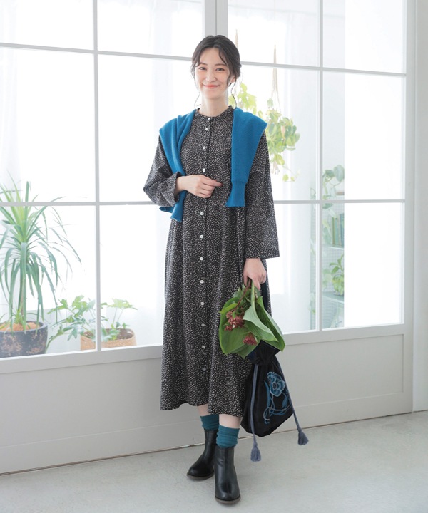 レオパードドットプリントドビー前開ワンピース｜KANKAN ONLINE SHOP