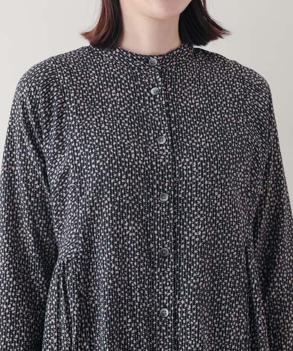 ワンピース kan 30％OFF】ブルー1点限り/フローラルブロックプリント ワンピース（3