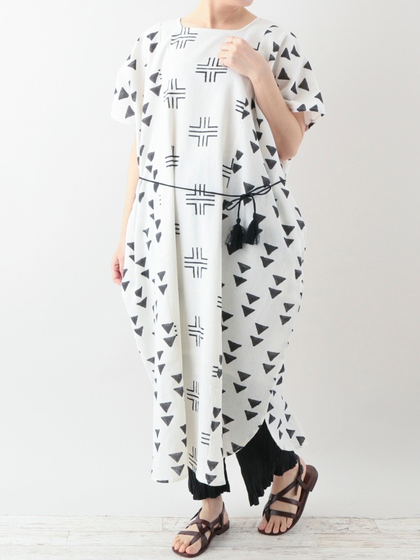 50％OFF】カディ泥染めプリント ワンピース｜KANKAN ONLINE SHOP【公式】