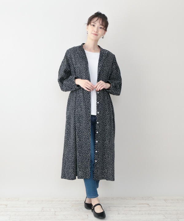 ランダムドットプリントサッカーシャツワンピース｜KANKAN ONLINE SHOP