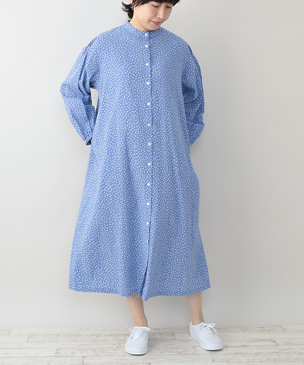 ランダムドットプリントサッカーシャツワンピース｜KANKAN ONLINE SHOP