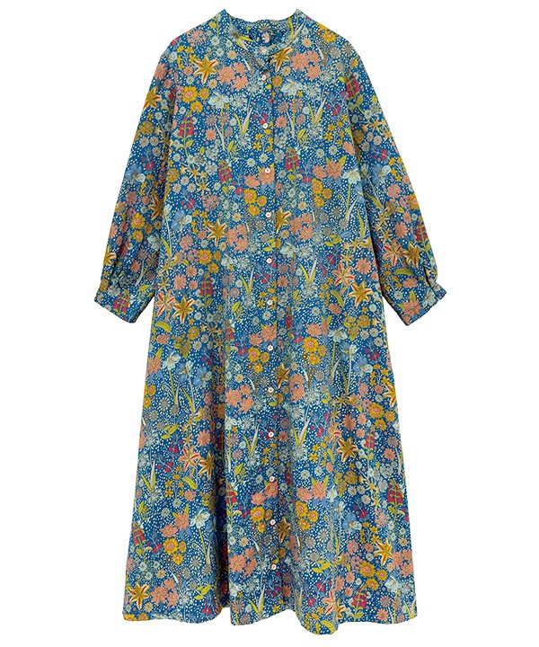 ガーデンプリントコットンコール前開ワンピース｜KANKAN ONLINE SHOP