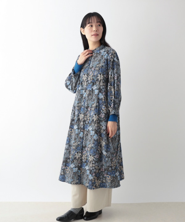 koronn(・ω・｀) ガーデンプリントコットンコール前開ワンピース｜KANKAN ONLINE SHOP